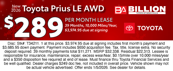 25DEC_BILT_LEASE_NEW 2026 TOYOTA PRIUS LE