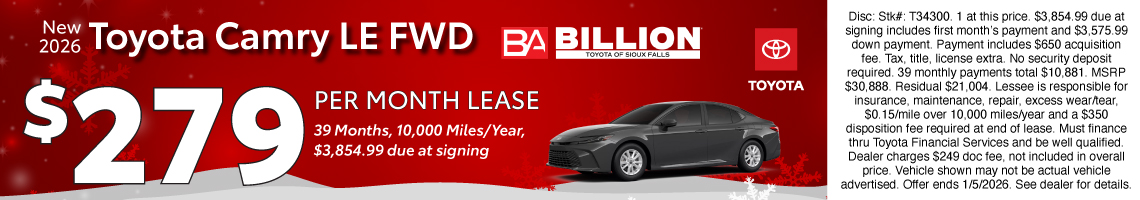 25DEC_BILT_LEASE_NEW 2026 TOYOTA CAMRY LE