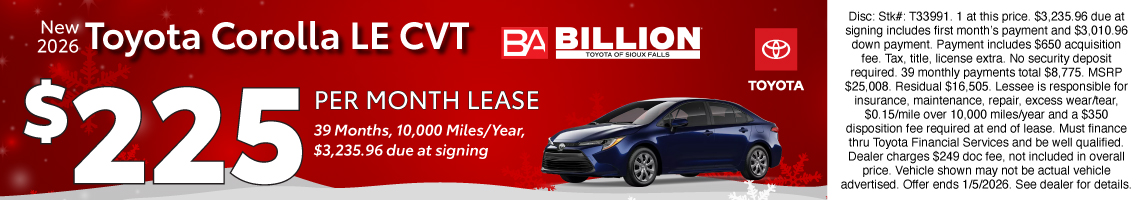 25DEC_BILT_LEASE_NEW 2026 TOYOTA COROLLA LE