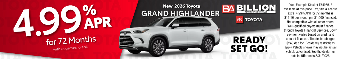New 2026 Toyota Grand Highlander Platinum