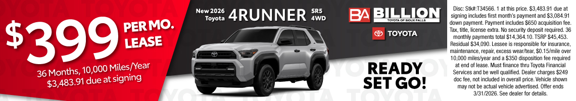 26MAR_BILT_LEASE_NEW 2026 TOYOTA 4RUNNER SR5