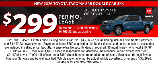 26APR_BILT_LEASE_NEW 2026 TOYOTA TACOMA SR5 DOUBLE CAB