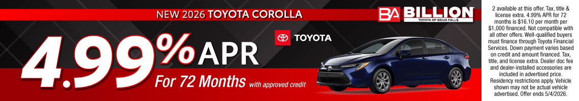 26APR_BILT_APR_NEW 2026 TOYOTA COROLLA