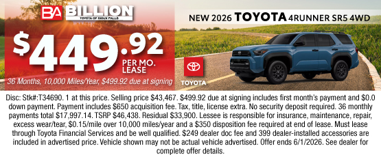 26MAY_BILT_LEASE_NEW 2026 TOYOTA 4RUNNER SR5
