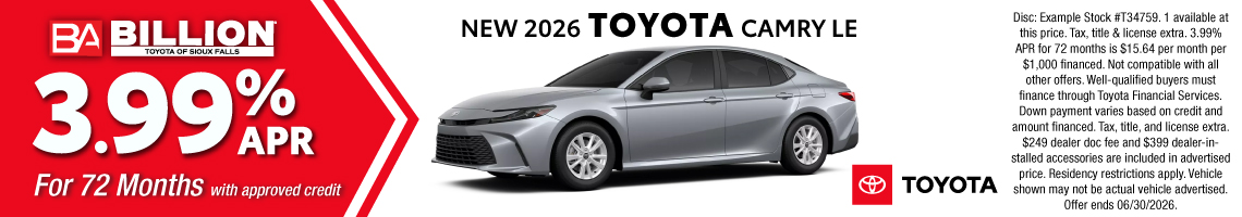 26JUN_BILT_APR_NEW 2026 TOYOTA CAMRY LE