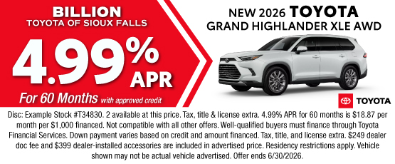 26JUN_BILT_APR_NEW 2026 TOYOTA GRAND HIGHLANDER XLE
