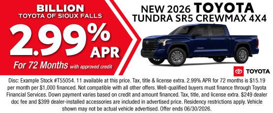 26JUN_BILT_APR_NEW 2026 TOYOTA TUNDRA SR5 CREWMAX
