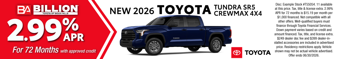 26JUN_BILT_APR_NEW 2026 TOYOTA TUNDRA SR5 CREWMAX