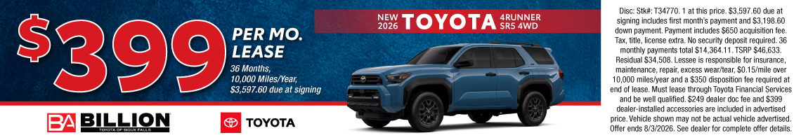 26JUL_BILT_LEASE_NEW 2026 TOYOTA 4RUNNER SR5