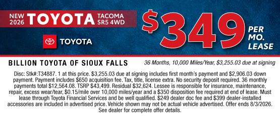 26JUL_BILT_LEASE_NEW 2026 TOYOTA TACOMA SR5