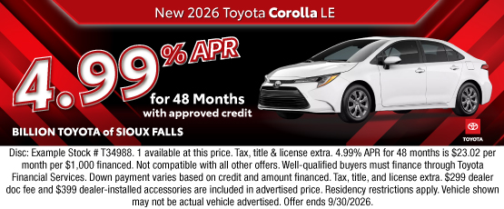 26SEP_BILT_NEW 2026 TOYOTA COROLLA LE