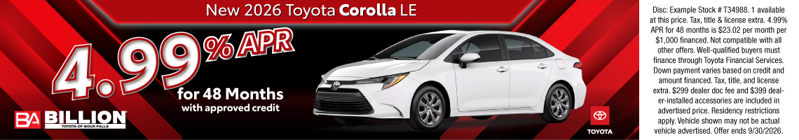 26SEP_BILT_NEW 2026 TOYOTA COROLLA LE