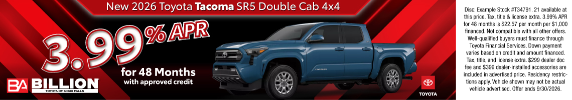 26SEP_BILT_NEW 2026 TOYOTA TACOMA SR5 DOUBLE CAB