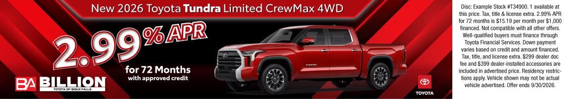 New 2026 Toyota Tundra 4WD Limited