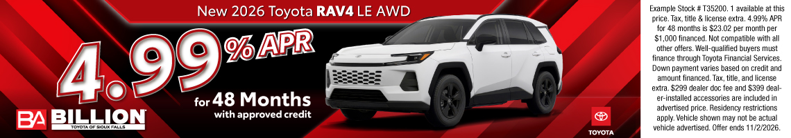 26OCT_BILT_NEW 2026 TOYOTA RAV4 LE