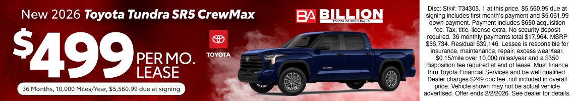 26JAN_BILT_LEASE_NEW 2026 TOYOTA TUNDRA SR5
