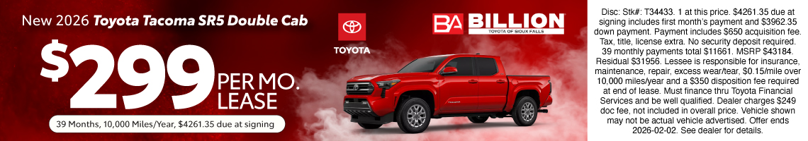 26JAN_BILT_LEASE_NEW 2026 TOYOTA TACOMA SR5