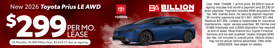 26JAN_BILT_LEASE_NEW 2026 TOYOTA PRIUS LE