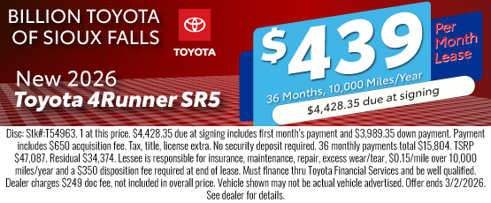26FEB_BILT_LEASE_NEW 2026 TOYOTA 4RUNNER SR5