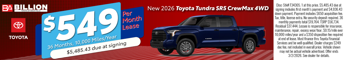 New 2026 Toyota Tundra 4WD SR5