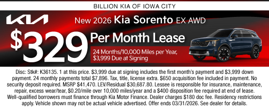 26MAR_BKIC_LEASE_NEW 2026 KIA SORENTO EX