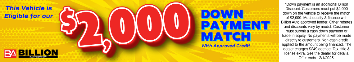 Billion Kia of Sioux City - Down Payment Match