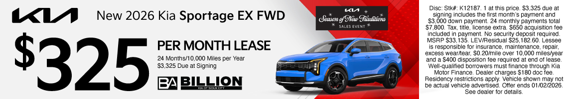 25DEC_BKSC_NEW 2026 KIA SPORTAGE EX