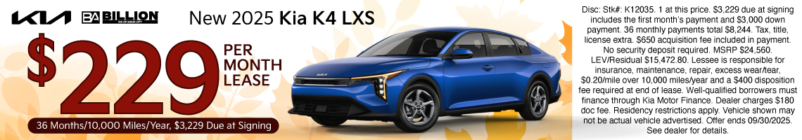 New 2025 Kia K4 LXS