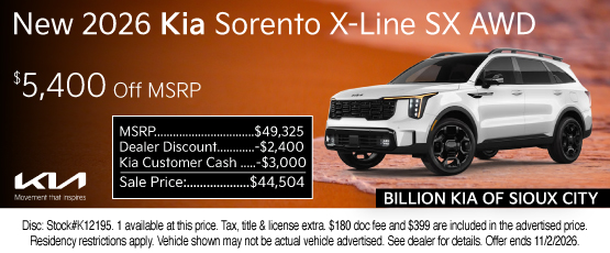26OCT_BKSC_NEW 2026 KIA SORENTO X-LINE SX
