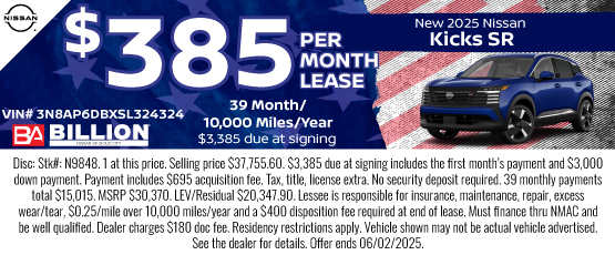 25MAY_BNSC_LEASE_NEW 2025 NISSAN KICKS SR