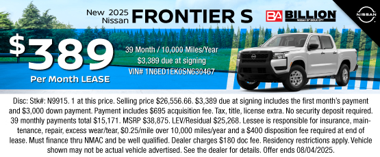 25JUL_BNSC_LEASE_NEW 2025 NISSAN FRONTIER S