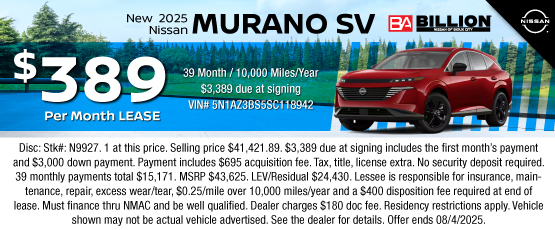 25JUL_BNSC_LEASE_NEW 2025 NISSAN MURANO SV