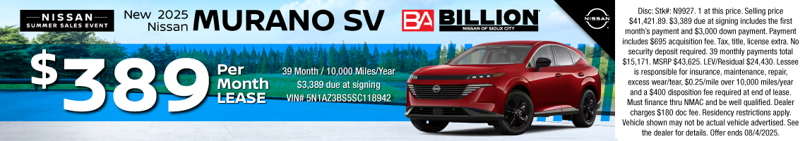 25JUL_BNSC_LEASE_NEW 2025 NISSAN MURANO SV