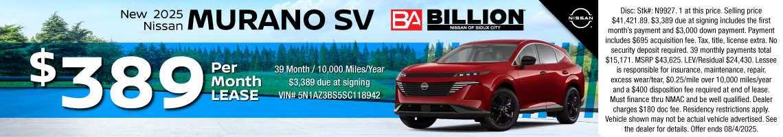 25JUL_BNSC_LEASE_NEW 2025 NISSAN MURANO SV