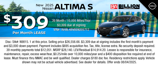 25JUL_BNSC_LEASE_NEW 2025 NISSAN ALTIMA S