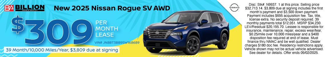 25AUG_BNSC_LEASE_NEW 2025 NISSAN ROGUE SV