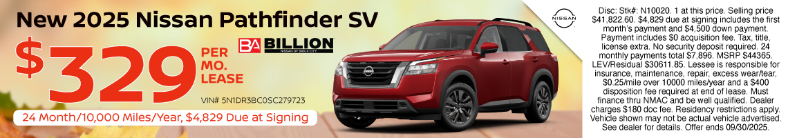 25SEP_BNSC_LEASE_NEW 2025 NISSAN PATHFINDER SV