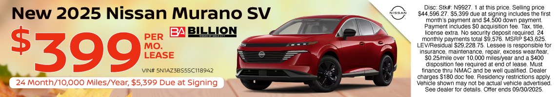 25SEP_BNSC_LEASE_NEW 2025 NISSAN MURANO SV