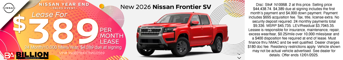 25NOV_BNSC_LEASE_NEW 2026 NISSAN FRONTIER SV