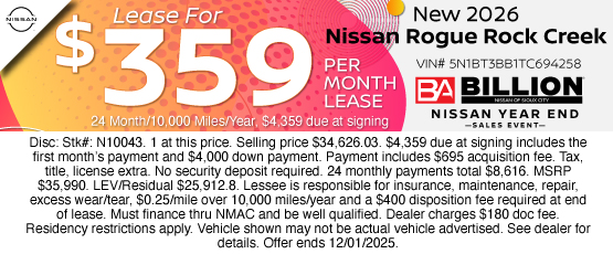 25NOV_BNSC_LEASE_NEW 2026 NISSAN ROGUE ROCK CREEK