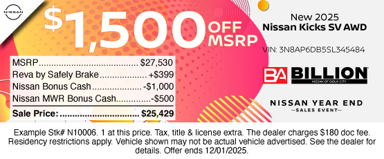 25NOV_BNSC_NEW 2025 NISSAN KICKS SV