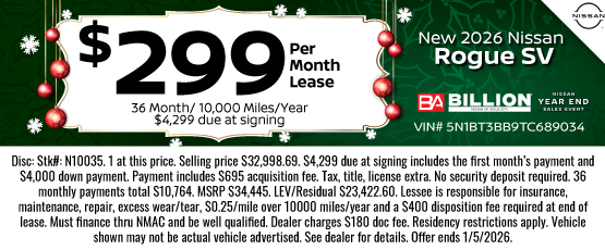 25DEC_BNSC_LEASE_NEW 2026 NISSAN ROGUE SV