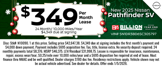 25DEC_BNSC_LEASE_NEW 2025 NISSAN PATHFINDER SV