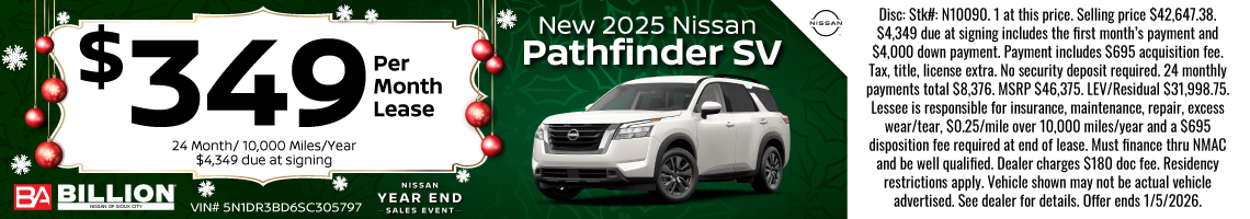 25DEC_BNSC_LEASE_NEW 2025 NISSAN PATHFINDER SV