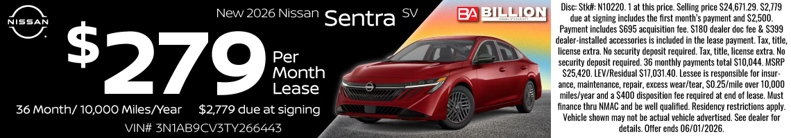 26MAY_BNSC_LEASE_NEW 2026 NISSAN SENTRA SV