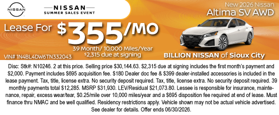 26JUN_BNSC_LEASE_NEW 2026 NISSAN ALTIMA SV