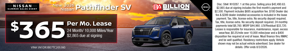26JUL_BNSC_LEASE_NEW 2026 NISSAN PATHFINDER SV