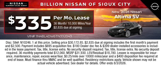 26JUL_BNSC_LEASE_NEW 2026 NISSAN ALTIMA SV