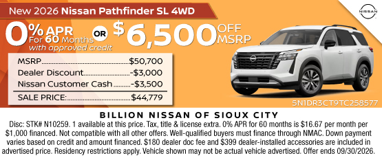 26SEP_BNSC_NEW 2026 NISSAN PATHFINDER SL