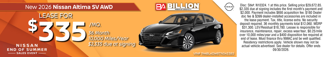26SEP_BNSC_LEASE_NEW 2026 NISSAN ALTIMA SV